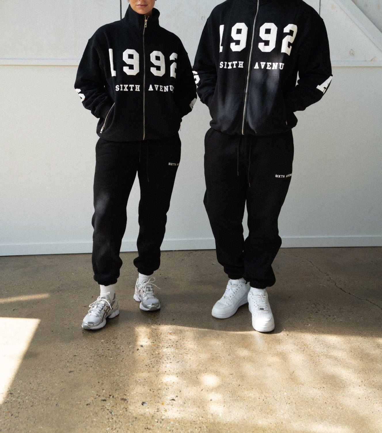 COLLEGE CUFFED SWEATS - BLACK - Sixth Avenue