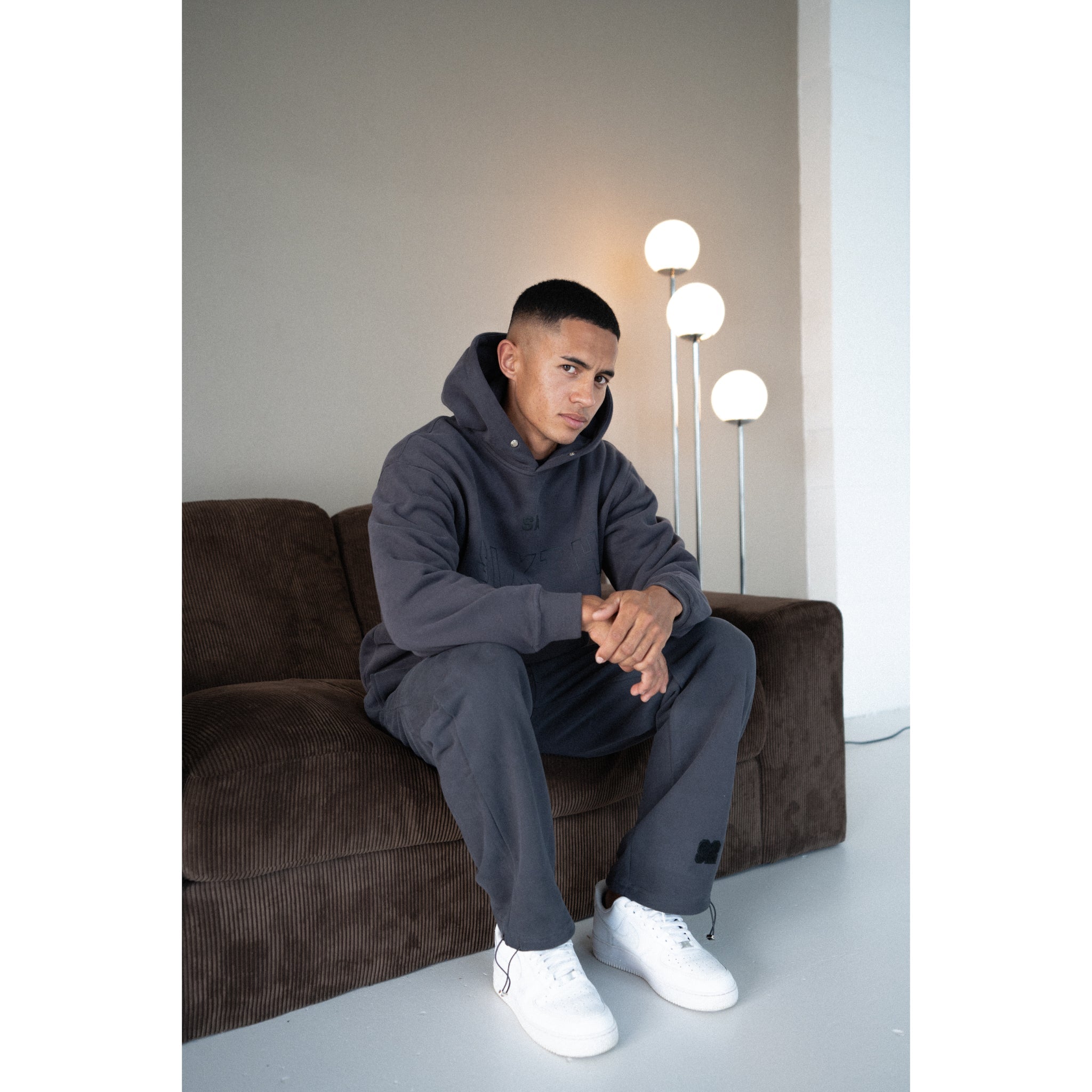 COLLEGE WIDE LEG SWEATS - SMOKE GREY - Sixth Avenue