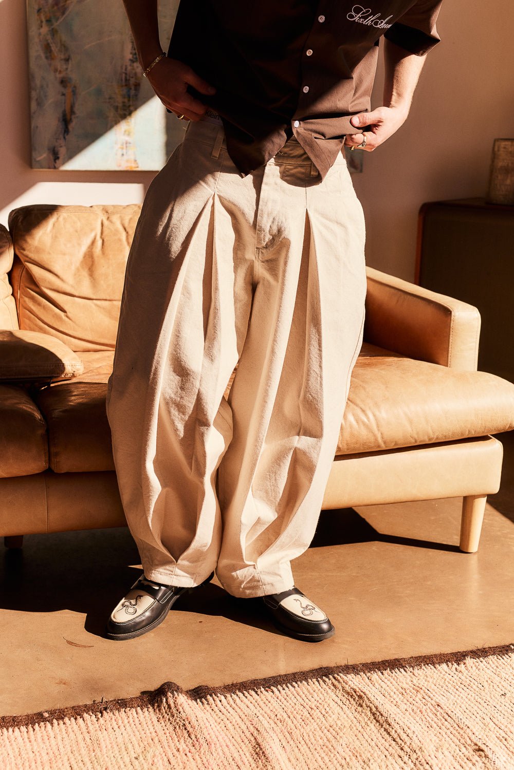 Harajuku Pleated Pant - Dune - Sixth Avenue