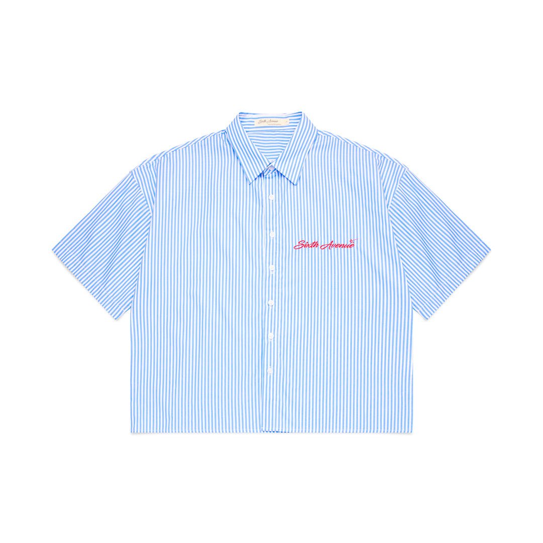 Holiday Pinstripe Shirt - Blue/White - Sixth Avenue