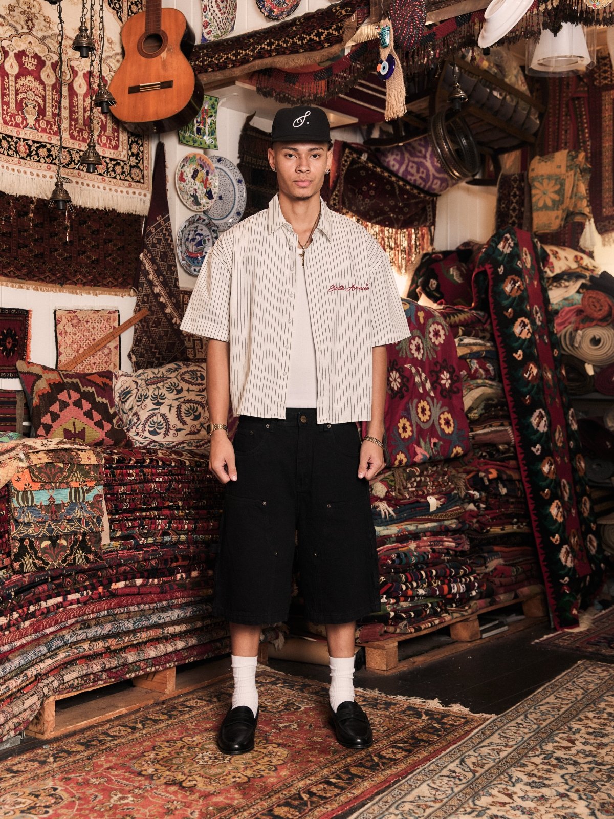 Holiday Pinstripe - White/Black - Sixth Avenue