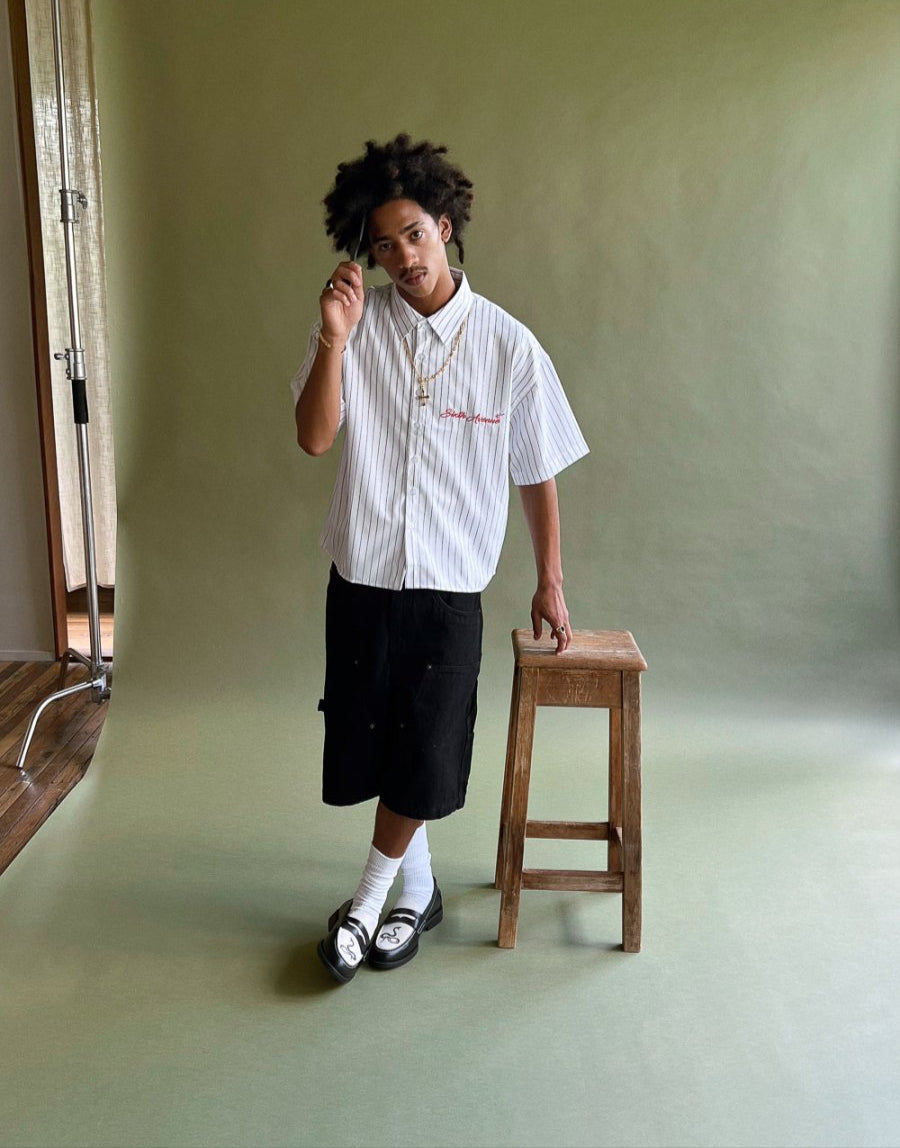 Holiday Pinstripe - White/Black - Sixth Avenue