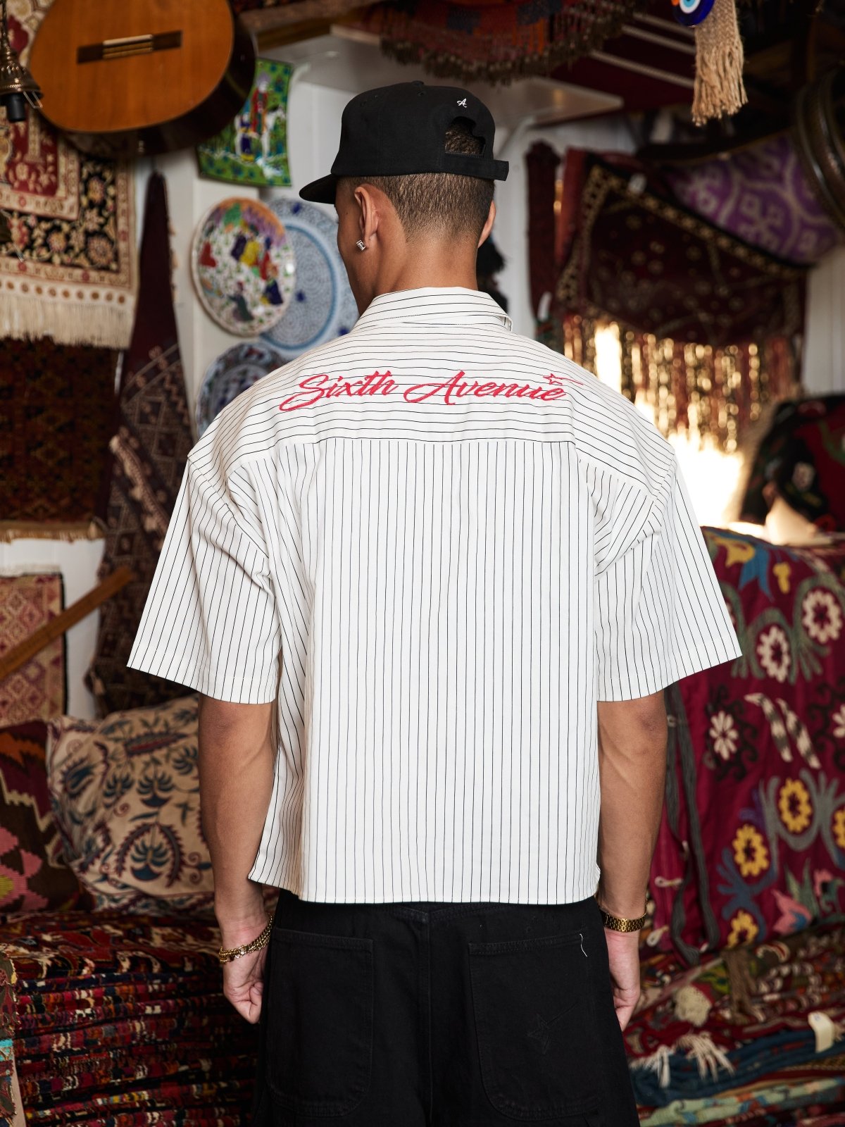 Holiday Pinstripe - White/Black - Sixth Avenue