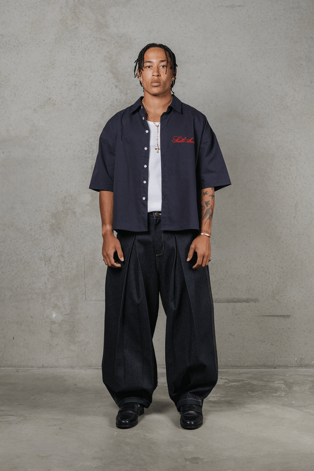 Offshore Navy Box Fit Shirt - Sixth Avenue