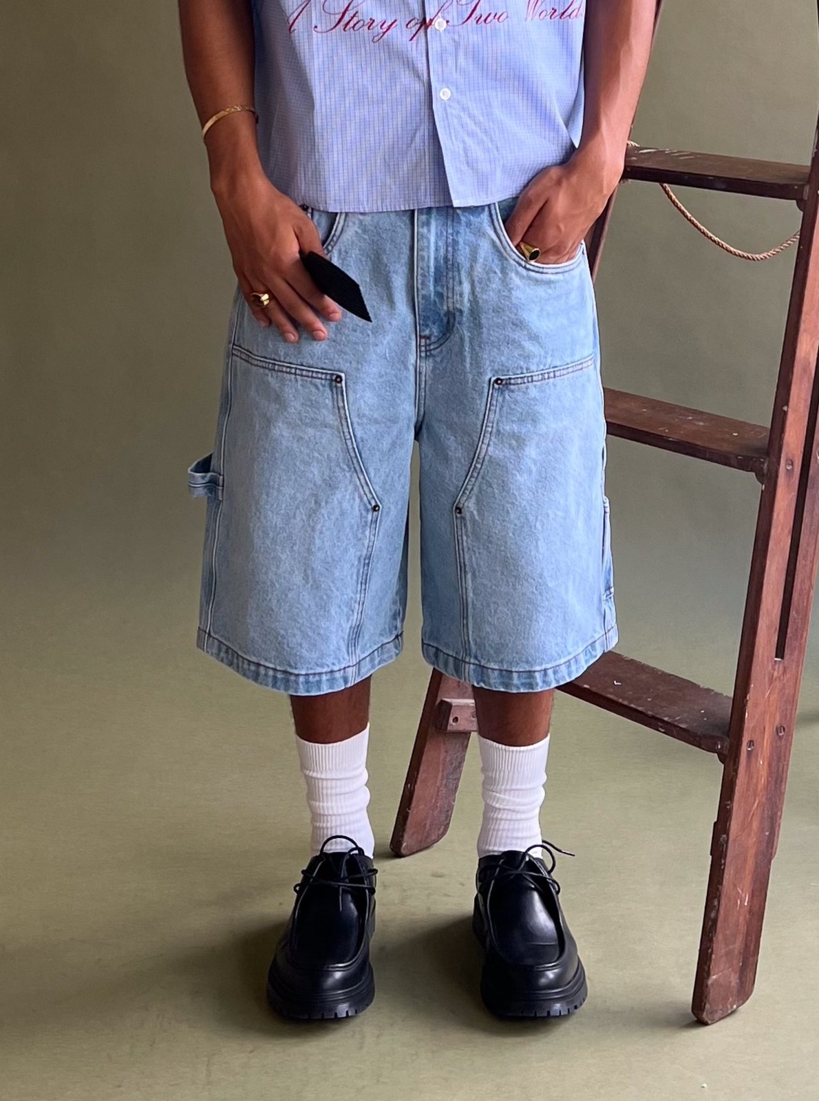 Pegasus Denim Shorts - Light Blue - Sixth Avenue