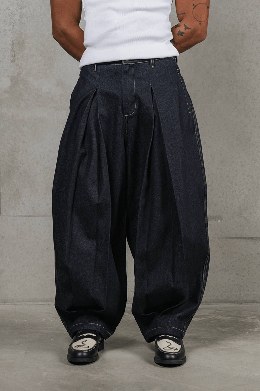 Raw Pleated Denim Pant - Sixth Avenue