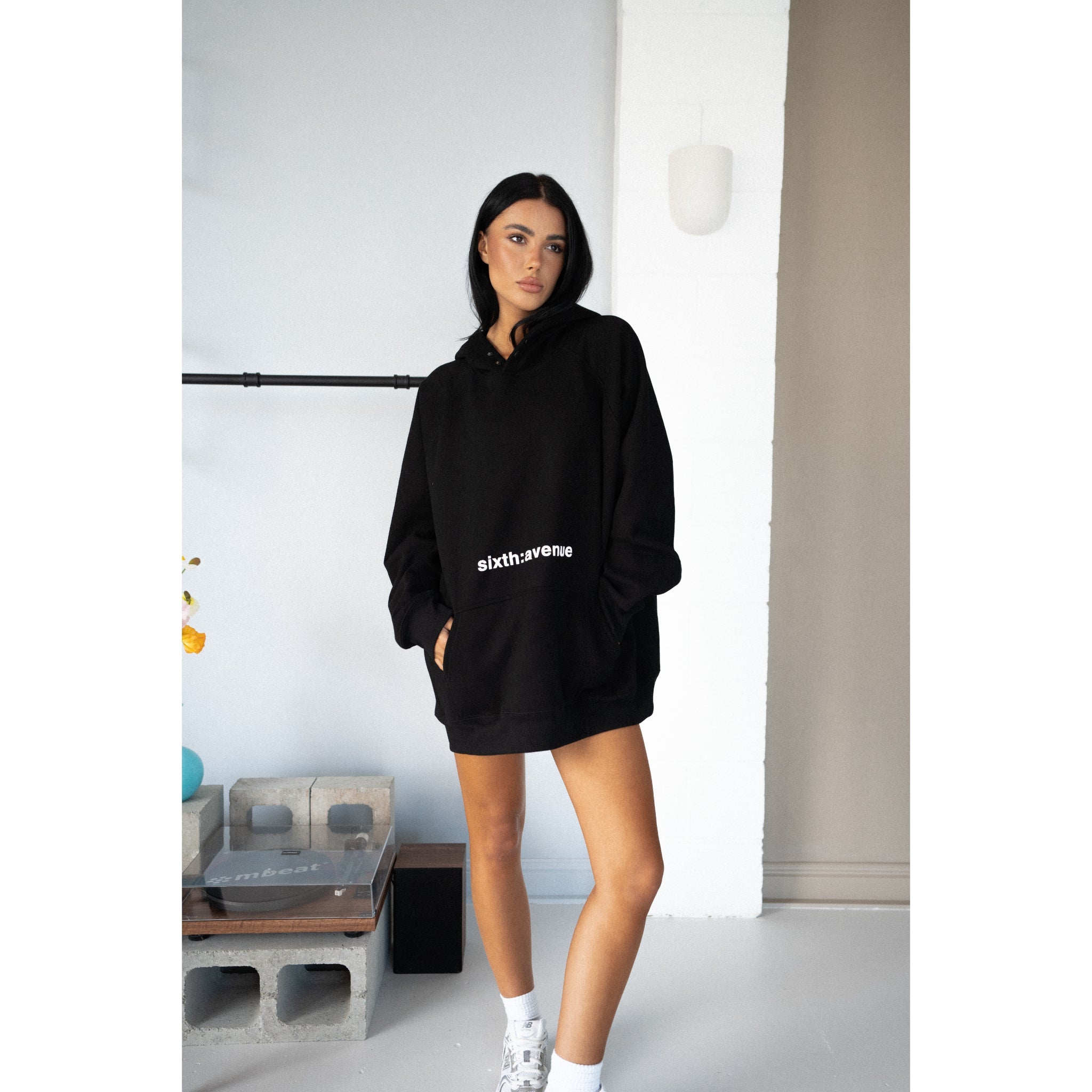 SA - AW THERMAL HOODIE - BLACK - Sixth Avenue