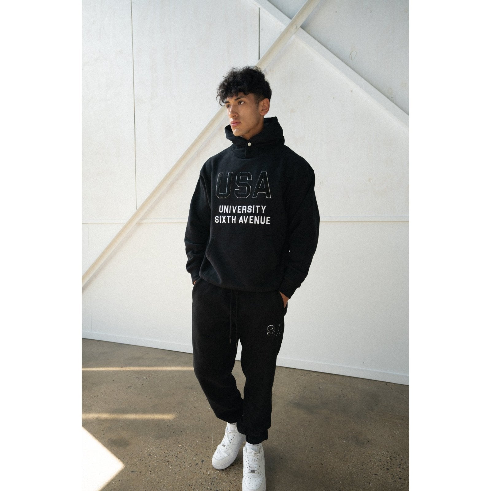 UNIVERSITY HOODIE - BLACK - Sixth Avenue