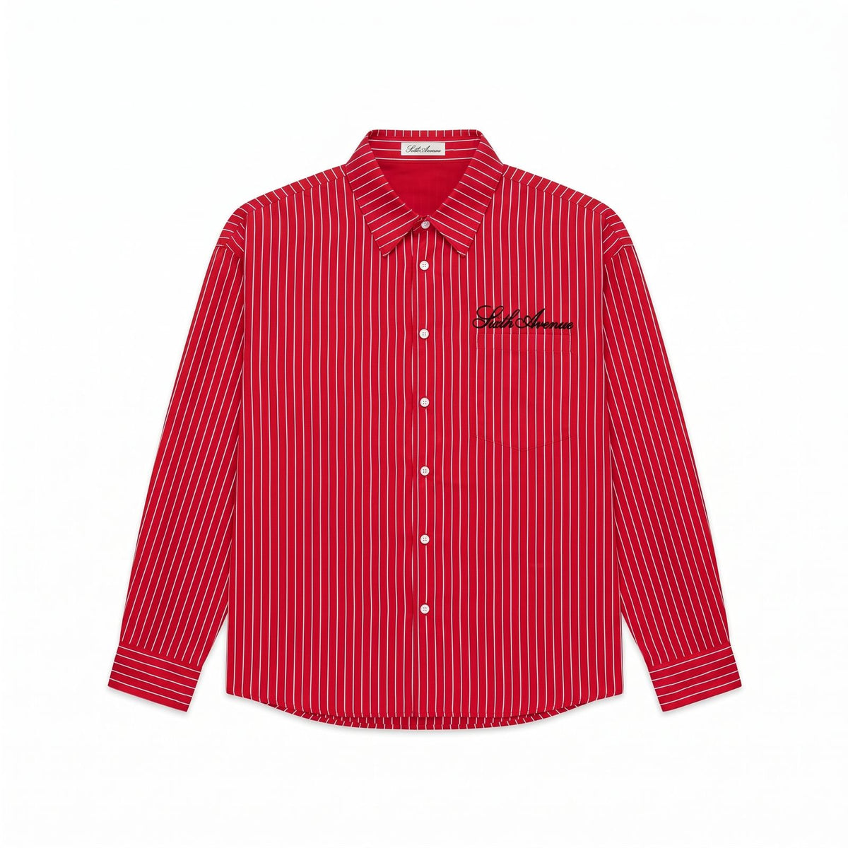 Apple Red Pinstripe Long Sleeve Shirt - Sixth Avenue