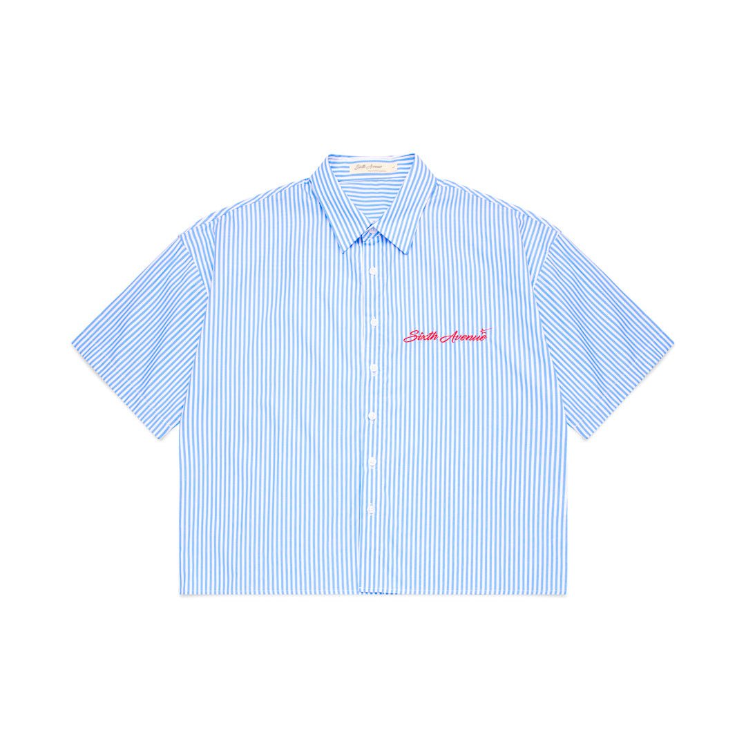 Holiday Pinstripe Shirt - Blue/White - Sixth Avenue