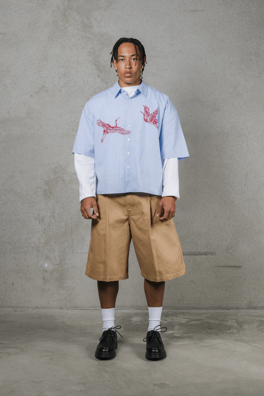 Japanese Crane Checkered Shirt - Sixth Avenue