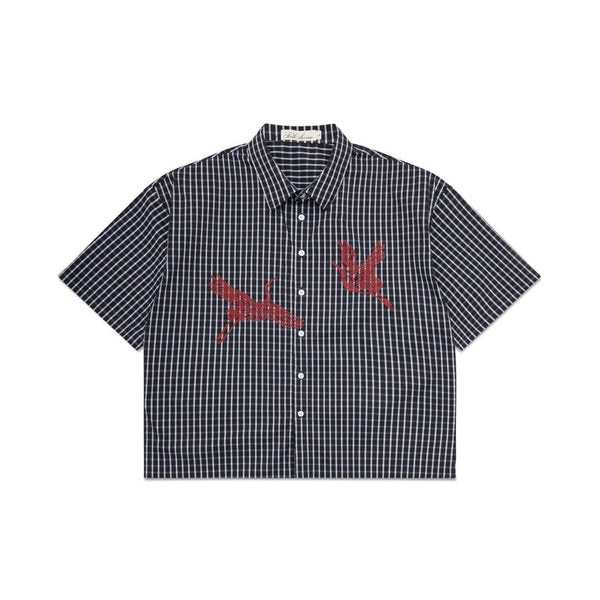 japanese-crane-checkered-shirt