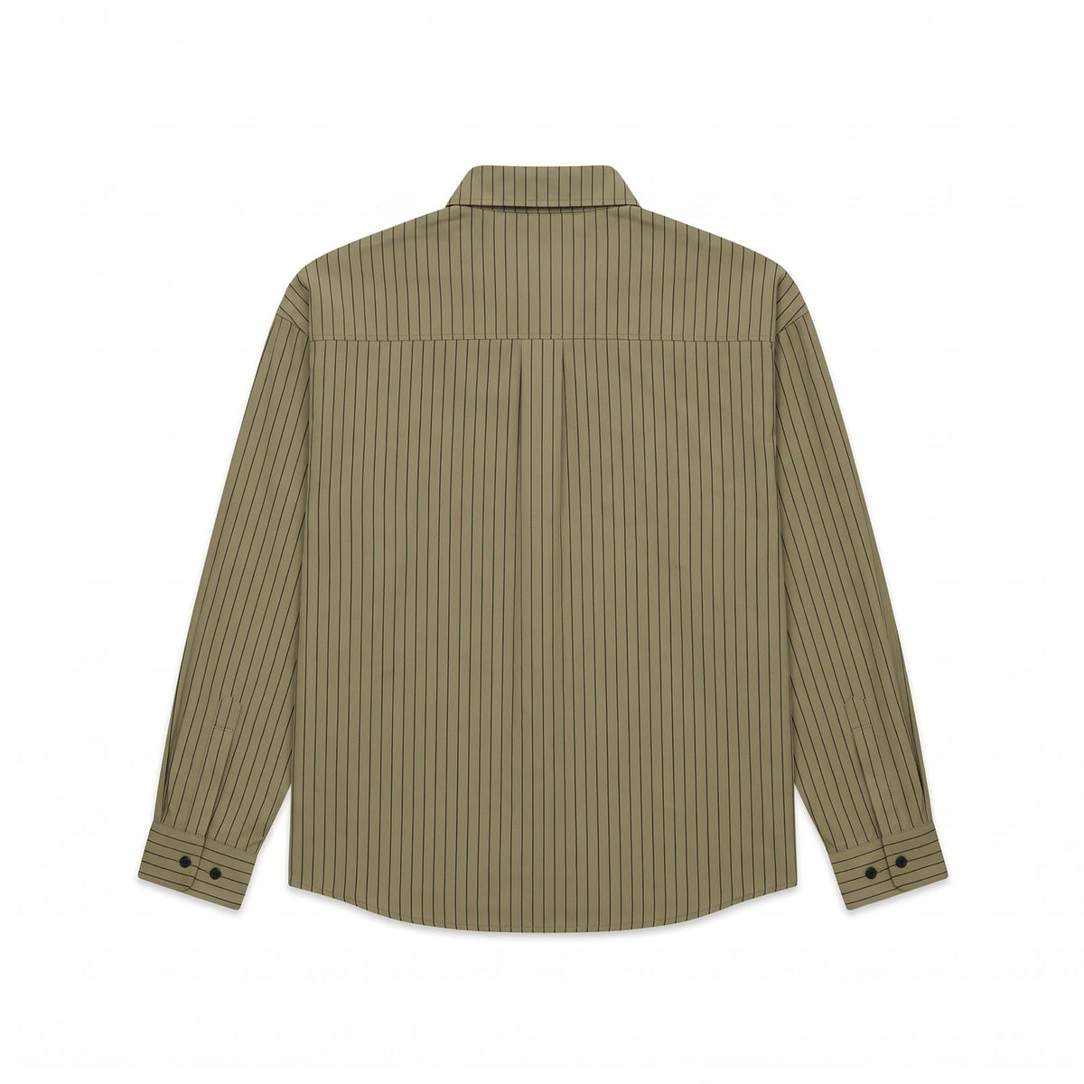 Olive Pinstripe Long Sleeve Shirt - Sixth Avenue