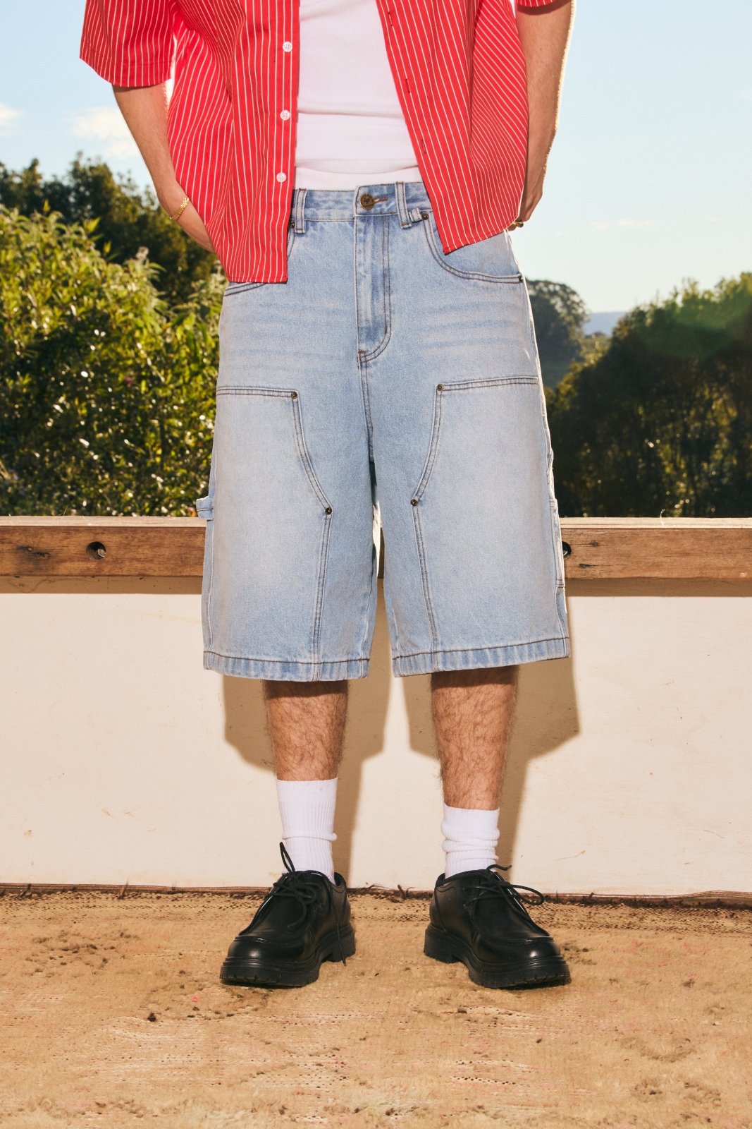 Pegasus Denim Shorts - Light Blue - Sixth Avenue