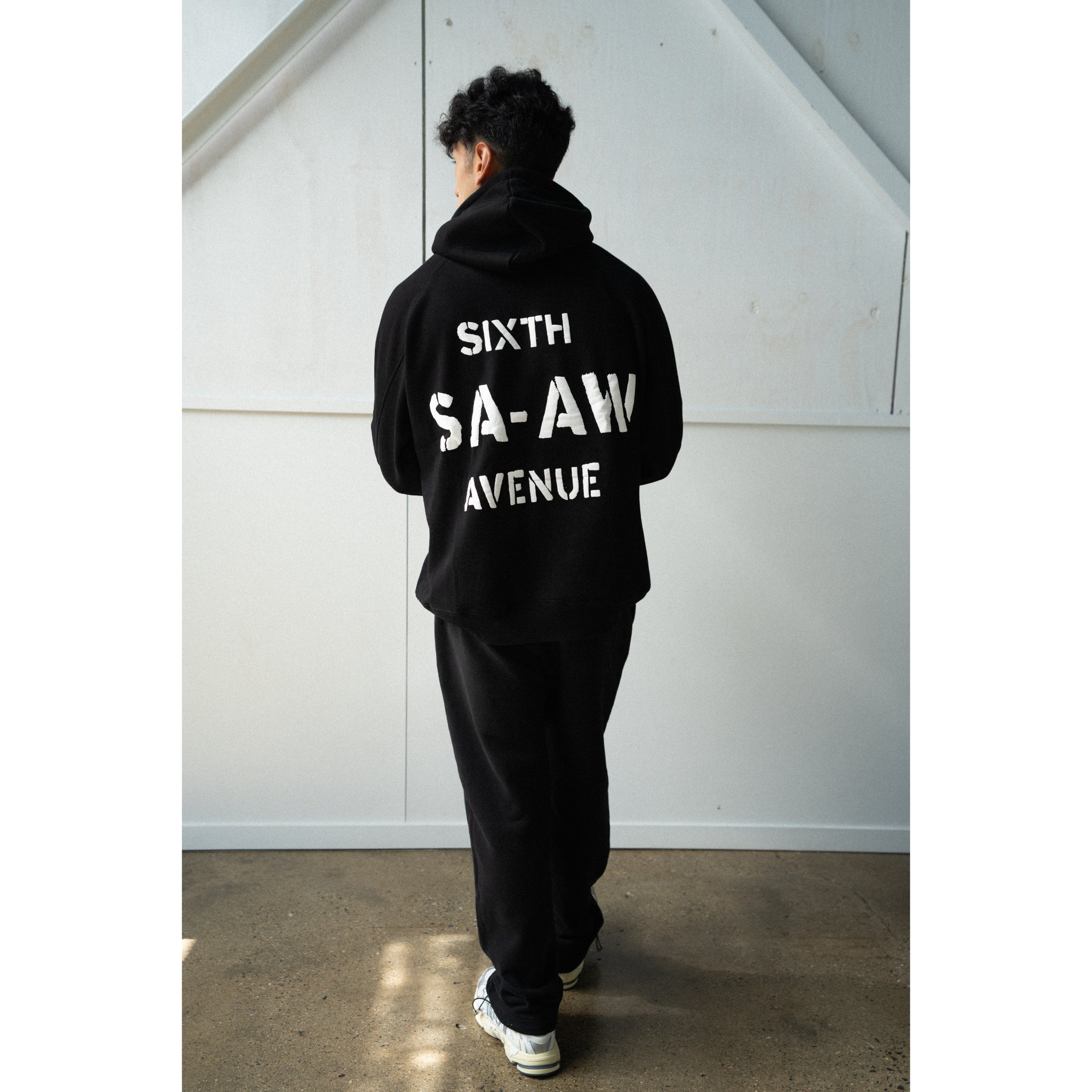 SA - AW THERMAL HOODIE - BLACK - Sixth Avenue